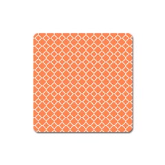 Tangerine Orange Quatrefoil Pattern Magnet (square) by Zandiepants