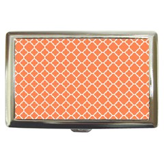 Tangerine Orange Quatrefoil Pattern Cigarette Money Case by Zandiepants