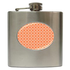 Tangerine Orange Quatrefoil Pattern Hip Flask (6 Oz) by Zandiepants