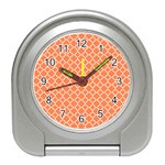 Tangerine orange quatrefoil pattern Travel Alarm Clock Front