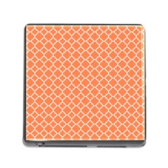 Tangerine Orange Quatrefoil Pattern Memory Card Reader (square) by Zandiepants