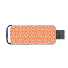 Tangerine Orange Quatrefoil Pattern Portable Usb Flash (two Sides) by Zandiepants