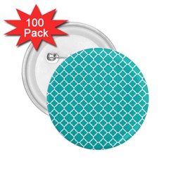 Turquoise Quatrefoil Pattern 2 25  Button (100 Pack) by Zandiepants