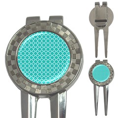 Turquoise Quatrefoil Pattern 3-in-1 Golf Divot by Zandiepants