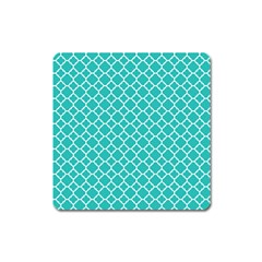 Turquoise Quatrefoil Pattern Magnet (square) by Zandiepants