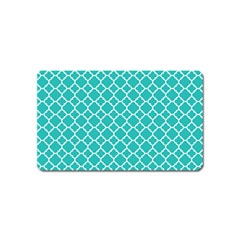 Turquoise Quatrefoil Pattern Magnet (name Card) by Zandiepants