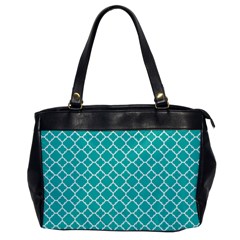 Turquoise Quatrefoil Pattern Oversize Office Handbag by Zandiepants