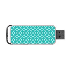 Turquoise Quatrefoil Pattern Portable Usb Flash (two Sides) by Zandiepants