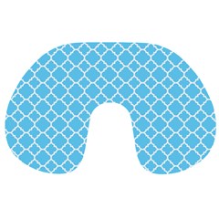 Bright Blue Quatrefoil Pattern Travel Neck Pillow by Zandiepants