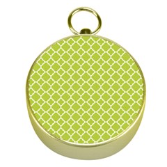 Spring Green Quatrefoil Pattern Gold Compass by Zandiepants