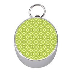 Spring Green Quatrefoil Pattern Silver Compass (mini) by Zandiepants