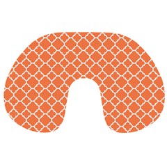 Tangerine Orange Quatrefoil Pattern Travel Neck Pillow by Zandiepants