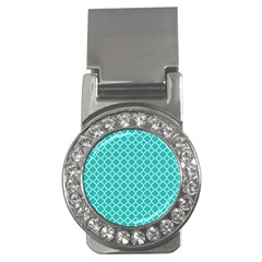 Turquoise Quatrefoil Pattern Money Clip (cz) by Zandiepants