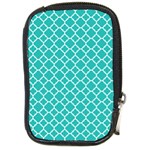 Turquoise quatrefoil pattern Compact Camera Leather Case Front