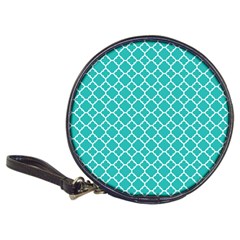 Turquoise Quatrefoil Pattern Classic 20-cd Wallet by Zandiepants