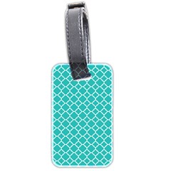 Turquoise Quatrefoil Pattern Luggage Tag (two Sides) by Zandiepants