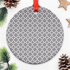 Grey Quatrefoil Pattern Ornament (round) by Zandiepants