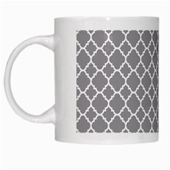 Grey Quatrefoil Pattern White Mug by Zandiepants