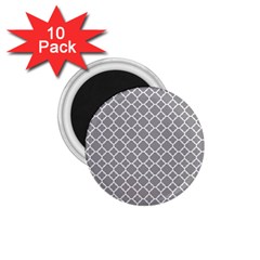 Grey Quatrefoil Pattern 1 75  Magnet (10 Pack) 