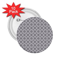 Grey Quatrefoil Pattern 2 25  Button (10 Pack) by Zandiepants