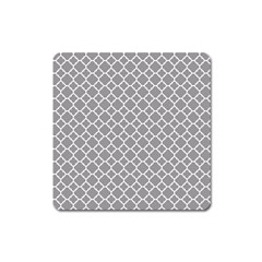 Grey Quatrefoil Pattern Magnet (square) by Zandiepants