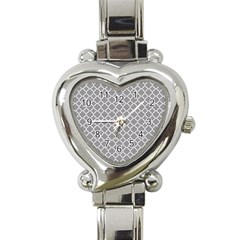 Grey Quatrefoil Pattern Heart Italian Charm Watch by Zandiepants