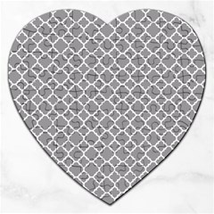 Grey Quatrefoil Pattern Jigsaw Puzzle (heart) by Zandiepants