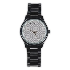 Grey Quatrefoil Pattern Stainless Steel Round Watch by Zandiepants