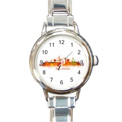 Barcelona City Art Round Italian Charm Watch