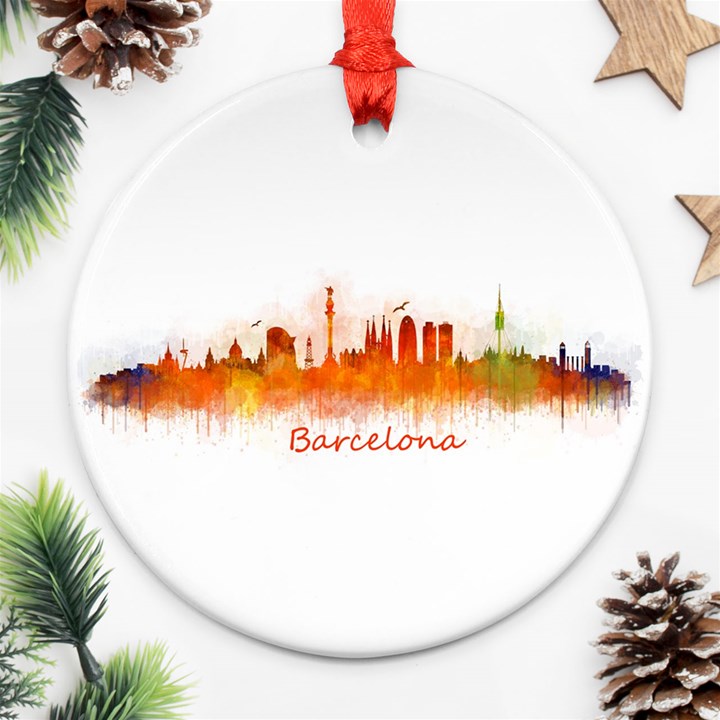 Barcelona City Art Round Ornament (Two Sides) 