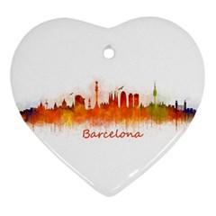 Barcelona City Art Heart Ornament (2 Sides)