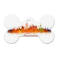 Barcelona City Art Dog Tag Bone (two Sides) by hqphoto