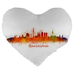 Barcelona City Art Large 19  Premium Flano Heart Shape Cushions