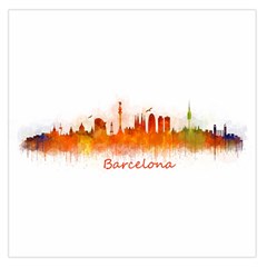 Barcelona City Art Large Satin Scarf (square) by hqphoto