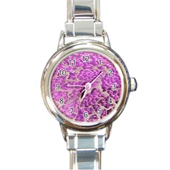 Festive Chic Pink Glitter Stone Round Italian Charm Watch by yoursparklingshop