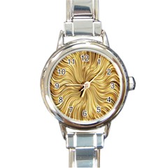 Chic Festive Elegant Gold Stripes Round Italian Charm Watch by yoursparklingshop