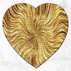 Chic Festive Elegant Gold Stripes Jigsaw Puzzle (heart) by yoursparklingshop