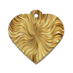 Chic Festive Elegant Gold Stripes Dog Tag Heart (one Side) by yoursparklingshop