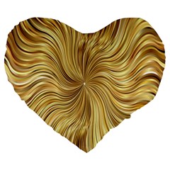 Chic Festive Elegant Gold Stripes Large 19  Premium Flano Heart Shape Cushions by yoursparklingshop