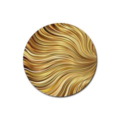 Chic Festive Gold Brown Glitter Stripes Rubber Coaster (round)  by yoursparklingshop