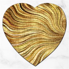 Chic Festive Gold Brown Glitter Stripes Jigsaw Puzzle (heart) by yoursparklingshop