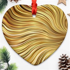 Chic Festive Gold Brown Glitter Stripes Heart Ornament (2 Sides) by yoursparklingshop