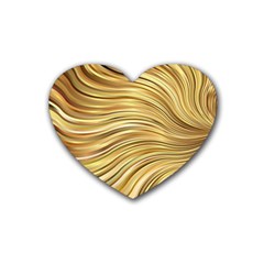 Chic Festive Gold Brown Glitter Stripes Heart Coaster (4 Pack)  by yoursparklingshop