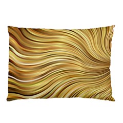 Chic Festive Gold Brown Glitter Stripes Pillow Case by yoursparklingshop