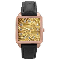 Chic Festive Gold Brown Glitter Stripes Rose Gold Leather Watch  by yoursparklingshop