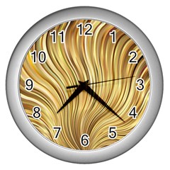 Gold Stripes Festive Flowing Flame  Wall Clocks (silver)  by yoursparklingshop