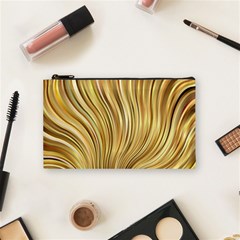 Gold Stripes Festive Flowing Flame  Cosmetic Bag (small)  by yoursparklingshop