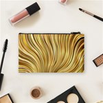 Gold Stripes Festive Flowing Flame  Cosmetic Bag (Small)  Back