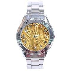 Gold Stripes Festive Flowing Flame  Stainless Steel Analogue Watch by yoursparklingshop