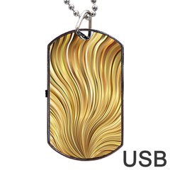 Gold Stripes Festive Flowing Flame  Dog Tag Usb Flash (two Sides)  by yoursparklingshop